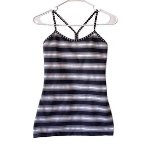 Lululemon Power Y Black and White Striped Tank Size 6
